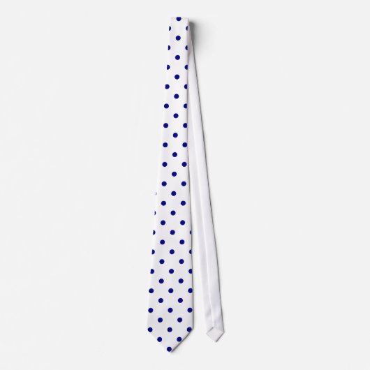 Classic Navy Polka Dot Pattern op wit Stropdas (Voorkant)