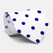 Classic Navy Polka Dot Pattern op wit Stropdas (Opgerold)