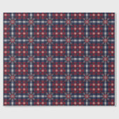 Classic Navy Red Plaid Snowflakes Christmas  Cadeaupapier (Vlak)