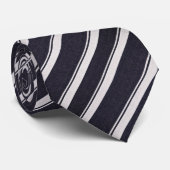 Classic Navy & Silver Diagonal Striped Stropdas (Opgerold)
