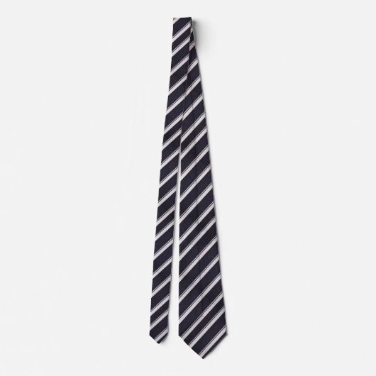 Classic Navy & Silver Diagonal Striped Stropdas (Achterkant)