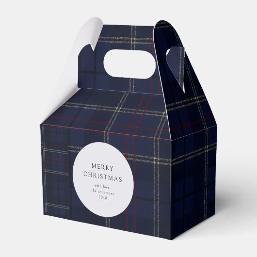 Classic Navy Tartan Plaid Holiday Cookie Bedankdoosjes (Voorkant Zijde)