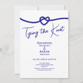 Classic Navy White Stripes Tying the Knot Wedding  Kaart (Voorkant)