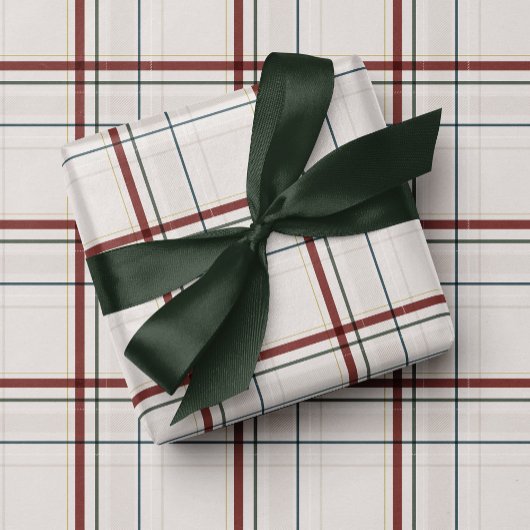 Classic neutral Christmas holiday plaid Cadeaupapier