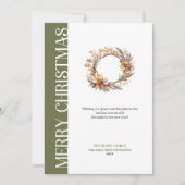 Classic neutral Christmas wreath greeting card Feestdagenkaart (Voorkant)