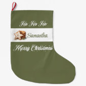 Classic neutral holiday style personalized Xmas Grote Kerstsok (Voorkant)