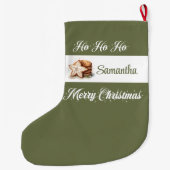 Classic neutral holiday style personalized Xmas Grote Kerstsok (Achterkant)