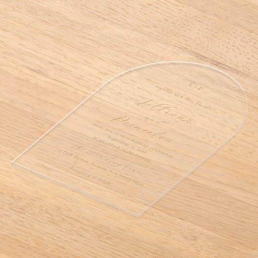 Classic Neutral Monogram Elegant Wedding Acryl Uitnodigingen (Laagn)