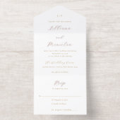 Classic Neutral Monogram Elegant Wedding All In One Uitnodiging (Binnenkant)