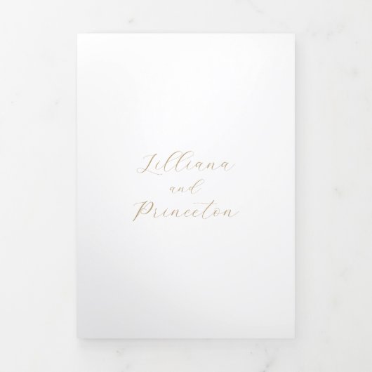 Classic Neutral Monogram Elegant Wedding Drieluik Uitnodiging (Cover)