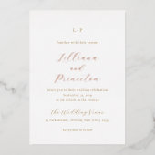 Classic Neutral Monogram Elegant Wedding Folie Uitnodiging (Voorkant)