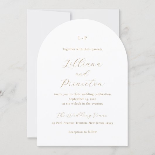 Classic Neutral Monogram Elegant Wedding Kaart (Voorkant)