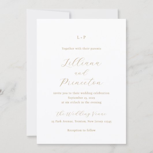 Classic Neutral Monogram Elegant Wedding Kaart (Voorkant)