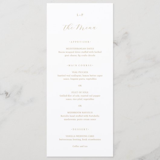 Classic Neutral Monogram Elegant Wedding Menu (Voorkant)