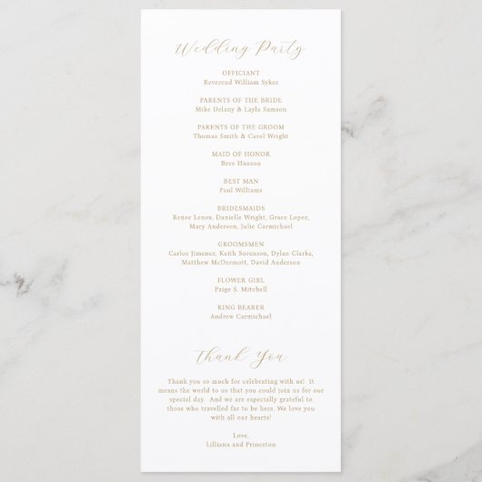 Classic Neutral Monogram Elegant Wedding Programmakaart (Achterkant)