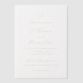 Classic Neutral Monogram Elegant Wedding Vellum Uitnodigingen (Voorkant)
