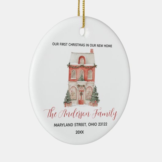 Classic New Home First Christmas Custom Family Keramisch Ornament (Rechts)