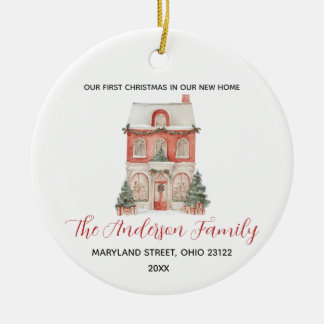 Classic New Home First Christmas Custom Family Keramisch Ornament