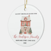 Classic New Home First Christmas Custom Family Keramisch Ornament (Links)