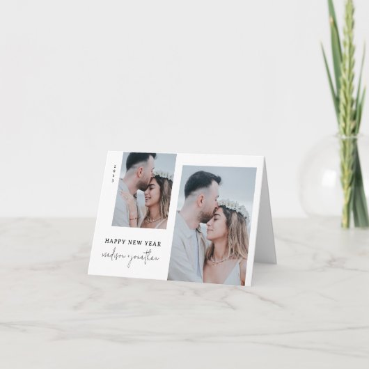 Classic New Year with Photo Folded Feestdagen Kaart (Voorkant)