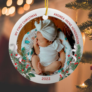 Classic Newborn 1st Plant Silver Lijst Keramisch Ornament