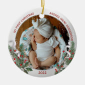 Classic Newborn 1st Plant Silver Lijst Keramisch Ornament (Voorkant)