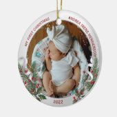 Classic Newborn 1st Plant Silver Lijst Keramisch Ornament (Links)
