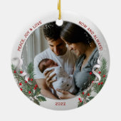 Classic Newborn 1st Plant Silver Lijst Keramisch Ornament (Achterkant)