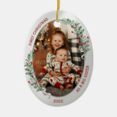 Classic Newborn Big Sister 1 Kerstmis Keramisch Ornament (Voorkant)
