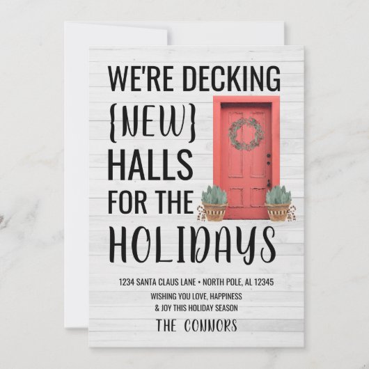 Classic Nieuw Home Adres Vakantie Kerst Kaart (Voorkant)