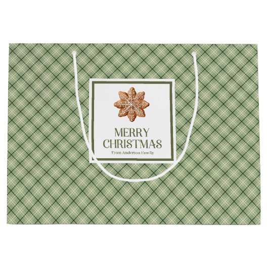 Classic Nordic Christmas Gift Bag Elegant Script Groot Cadeauzakje (Voorkant)