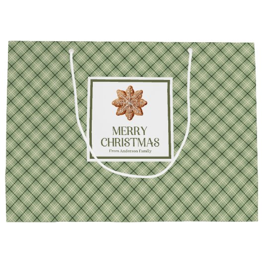 Classic Nordic Christmas Gift Bag Elegant Script Groot Cadeauzakje (Achterkant)