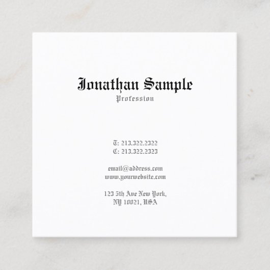 Classic nostalgic Creative Design Old English Font Vierkante Visitekaartje (Voorkant)