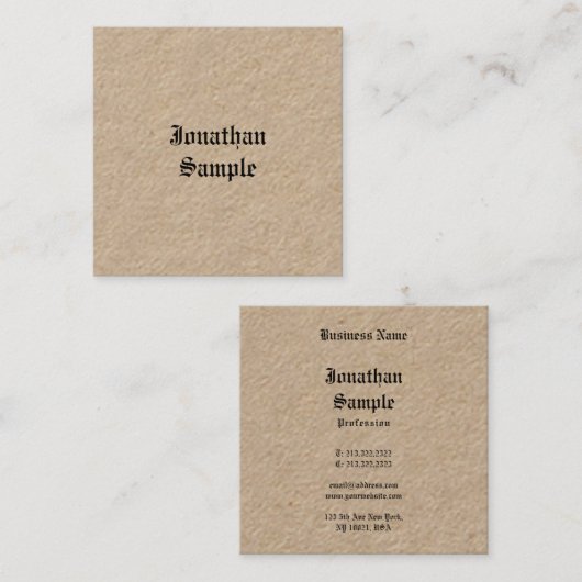 Classic Nostalgie Sjabloon Echt Kraft Papier Vierkante Visitekaartje (Voorkant / Achterkant)