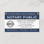 Classic Notaris Signing Agent ID Logo Navy Gold Visitekaartje (Voorkant)
