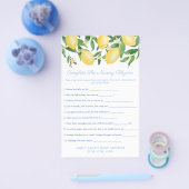 Classic Nursery Rhymes Game Kaart Lemon Baby showe (Enkel)