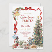 Classic Nutcracker Red Bow Coquette Christmas Kaart (Voorkant)