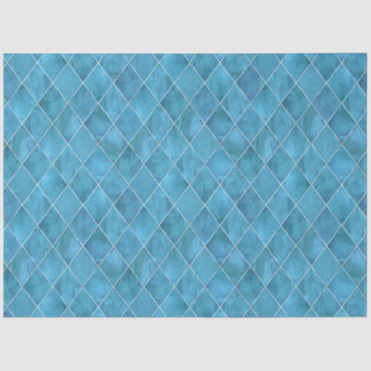 Classic Ocean Blue Velvet Argyle Pattern Luxury Tissuepapier (Voorkant)