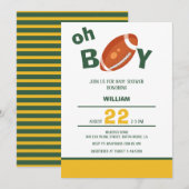 Classic Oh Boy Retro Football Baby shower Kaart (Voorkant / Achterkant)