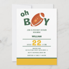 Classic Oh Boy Retro Football Baby shower Kaart