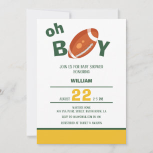 Classic Oh Boy Retro Football Baby shower Kaart