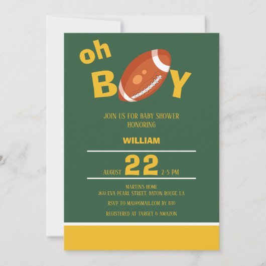Classic Oh Boy Retro Football Baby shower Kaart (Voorkant)
