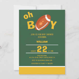 Classic Oh Boy Retro Football Baby shower Kaart