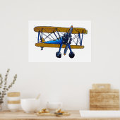 Classic old biplane with tricycle gear poster (Keuken)