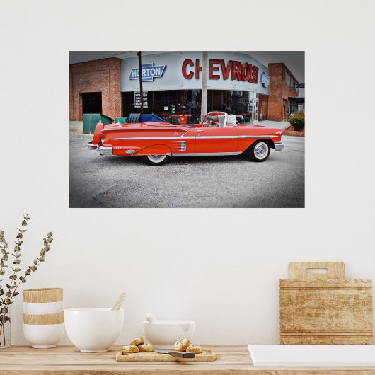Classic Old Car  Impala Red Poster (Keuken)