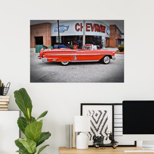 Classic Old Car  Impala Red Poster (Thuiskantoor)