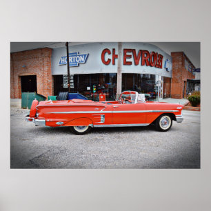 Classic Old Car  Impala Red Poster