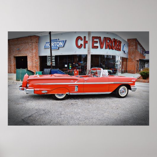 Classic Old Car Impala Red Poster (Voorkant)