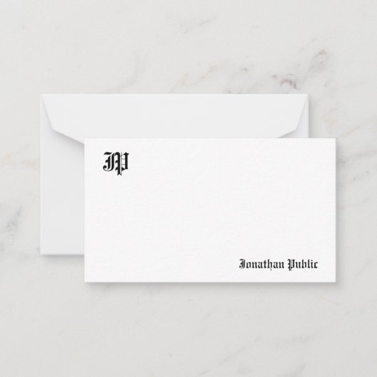 Classic Old English Text Calligraphy Monogramed Notitiekaartje (Voorkant)