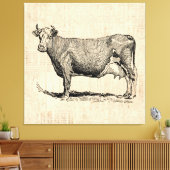 Classic Old Fashioned Koe Art Canvas Afdruk (Insitu (Woonkamer))